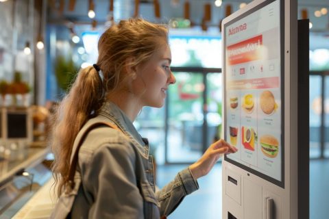 Borne de commande tactile utilisée en restaurant rapide QSR