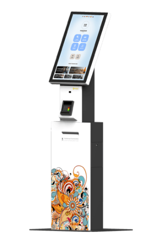 Borne interactive pour check-in sans contact